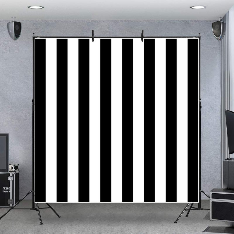 Laeacco 8x8ft Black and White Stripe Photo Backdrop Black Vertical Lines Striped Backdrops Birthday Party Banner Wedding Decoration Newborn Baby Shower Backdrop Children Kids Girls Photo Studio Props - Image 3